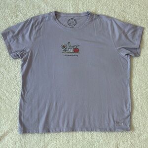 Life Is Good XL Purple Tee Shirt - Gardening “I dig everything”